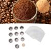 10PCS Refillable Coffee Capsules Cup Stainless Steel Reusable Coffee Pods with Aluminum Foil Lids Filter Paper view 3