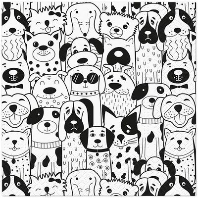 20 Napkins with Animal Motif Motif of Dogs as Table Decoration Paper Napkins with Motif Also for Decoupage and Decoupage 33 x 33 cm