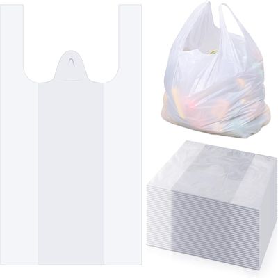 2000 White (11 x17x21 Inch) Bags, Trash Bag with Handles, T-Shirt Plastic Bags for Retail, Groceries, Merchandise, Convenience Store, Supermarket, Restaurant Picnic, Kitchen, Daily Use, (2000)