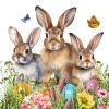 20 Napkins Easter Rabbit Family in Flower Field as Table Decoration Paper Napkins with Motif Also for Decoupage and Decoupage 33 x 33 cm view 1