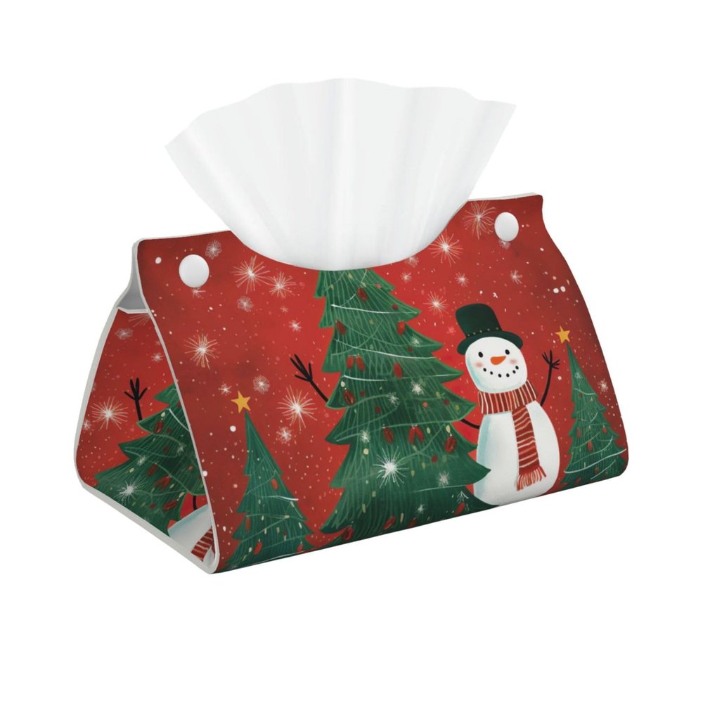 Christmas Holiday Print Rectangle Tissue Box Cover for Vanity Countertop Night Stands Livingroom Office Desk