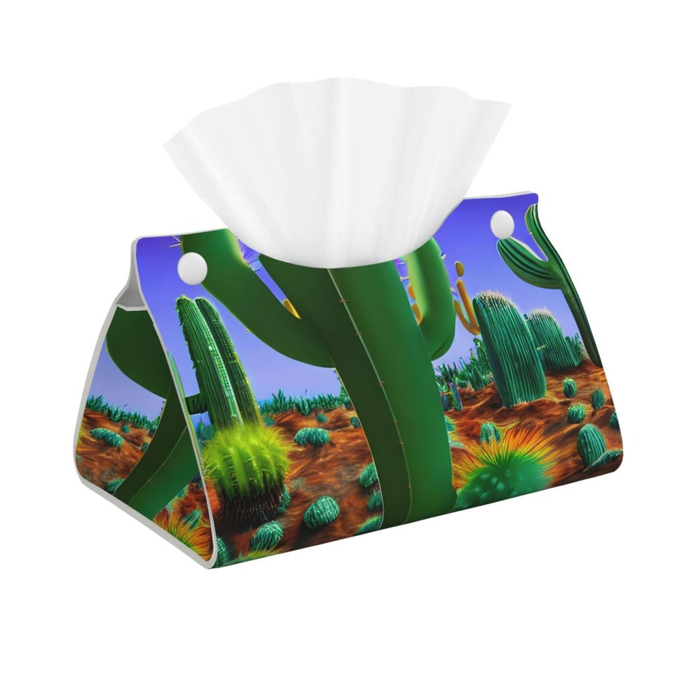 Cactus Desert Print Rectangle Tissue Box Cover for Vanity Countertop Night Stands Livingroom Office Desk