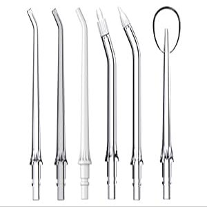 JTF Replacement Water Flosser Nozzles for JTF F200/F300-3 Standard Orthodontic,1Periodontal,1Tongue Cleaner & 360 Rotating Tips(6 Pack)