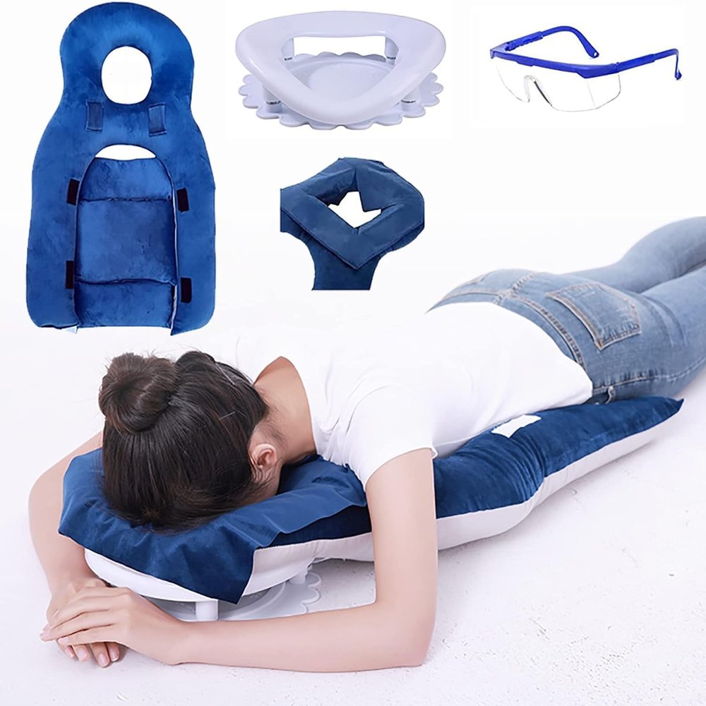 Vitrectomy Ophthalmic Recovery Pillow, adjustable stent and 3 chest pads, reversible side-down support, suitable for patients with spots and retinal resection, patients during ophthalmic recovery