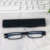 MMOWW Ultra thin Reading Glasses TR90 Lightweight for Men Women Blue Light Blocking Compact Computer Readers Portable Unique Stretchable Slim Flat case Black +2.25 view 2
