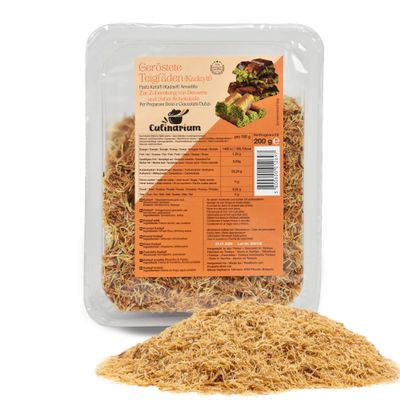 Kadayif Roasted Shredded Filo Pastry 200g, Kataifi Pastry for Dubai Chocolate Kit Recipes, Kunafa, Kanafeh, Ice Cream, Cakes, Desserts & Baklava, Crunchy texture. Simple & Clear Ingredients