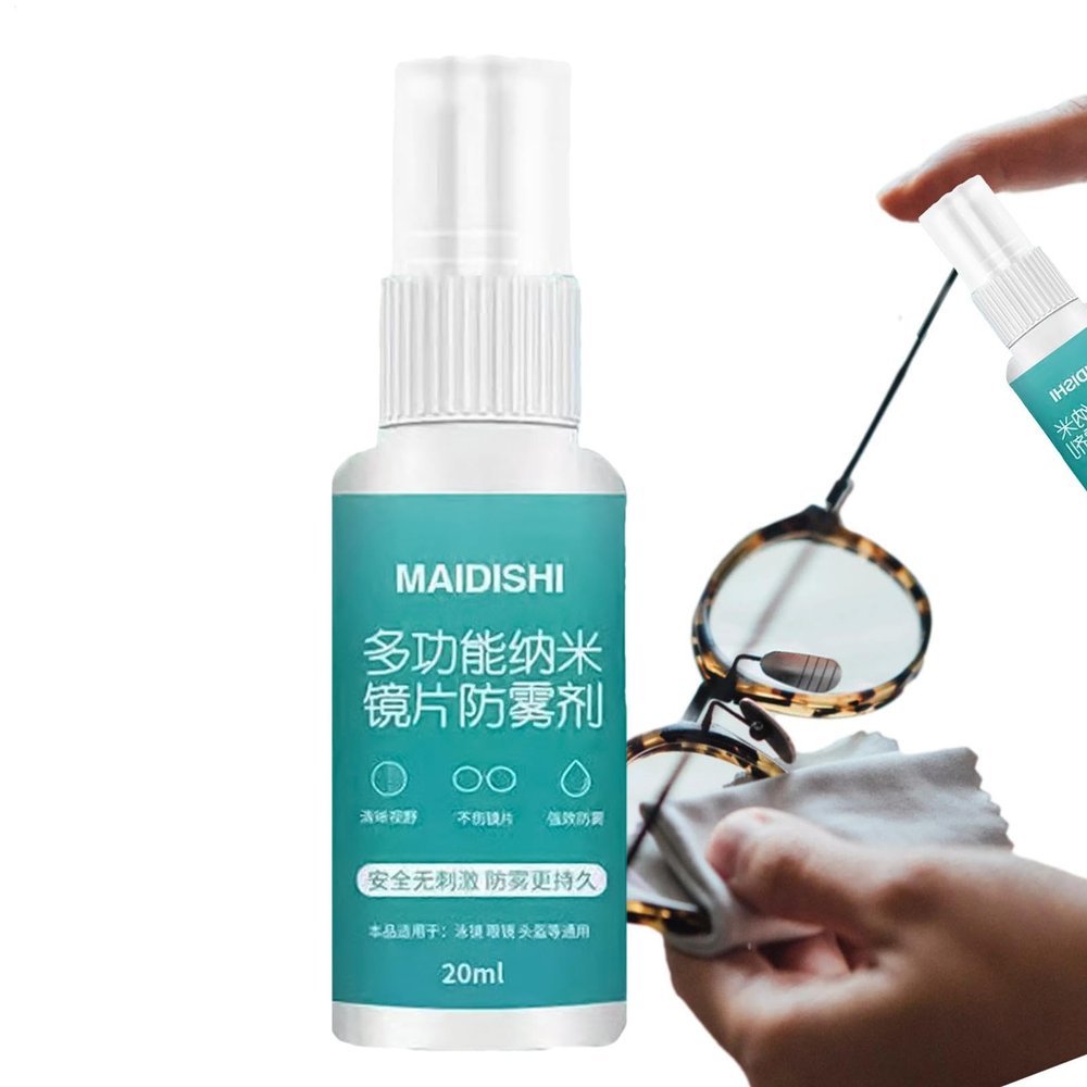 Anti Fog Spray, Defogging Spray, Anti Mist Eyewear, Portable 20ml Bottle, Efficient Lens Cleaner, Suitable for Swimming Goggles, Dive Glasses, Snorkling Glass