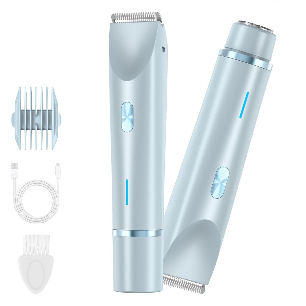 2025 New Glow Aura Bikini Shaver,Glowshave 2-in-1 Women's Body Shaver (Blue)
