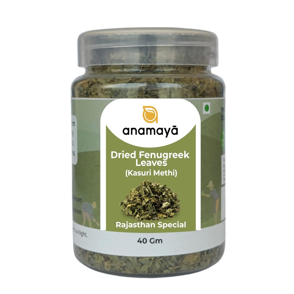 Anamaya Dried Kasuri Methi (Fenugreek Leaves) 40g | Premium Rajasthan Sun-Dried Fenugreek | Strong Aroma & Authentic Taste | 100% Natural Indian Herb for Curries, Dal, Sabzi & Breads