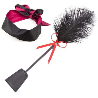 2-Piece Feather Racket and Blackout Eye Mask Set, Indoor Sports Accessory, Add Romantic Ambience-B212 (01)