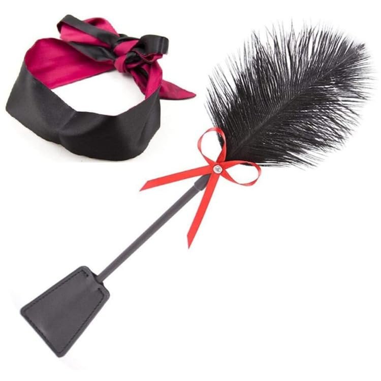 2-Piece Feather Racket and Blackout Eye Mask Set, Indoor Sports Accessory, Add Romantic Ambience-B212 (01)