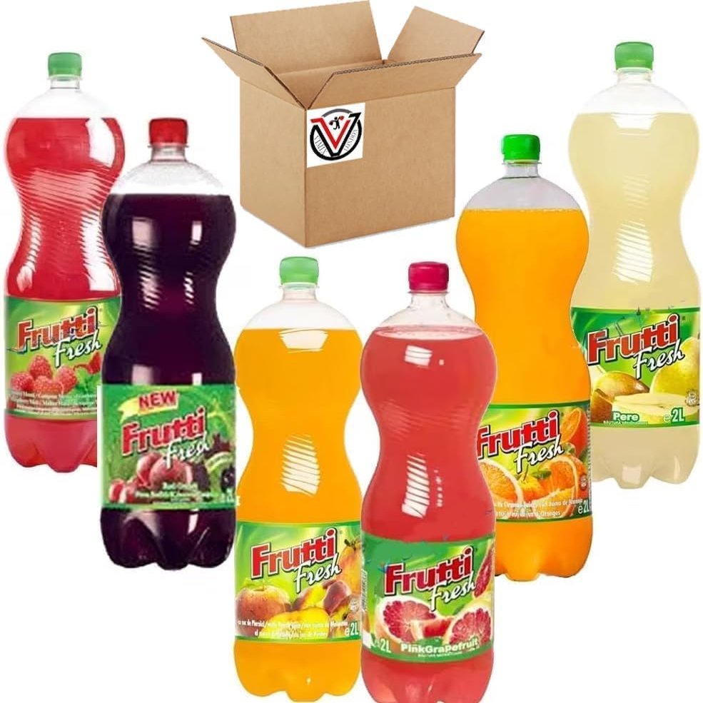 Random Mixed Fruti Fresh Drink 2L - Random mixed From T-Fruitti, Orange, Peach, Raspberry & Mint, Pear, Grapefruit, Red Grape Flavours (06 Mixed)