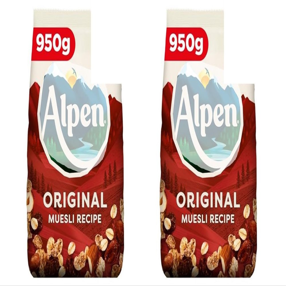Muesli Original 2 x 950g, Features a delightful mix of crunchy almonds and tender fruit pieces for an engaging breakfast experience