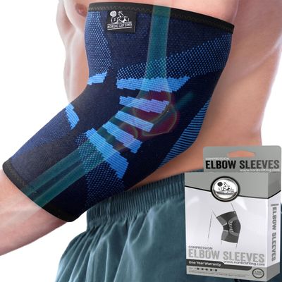 Nordic Lifting Elbow Compression Sleeves for Men & Women - Support for Pain Relief, Tendonitis, Golfer's & Tennis Elbow - Weightlifting Brace for Workout, Arm & Joint Recovery