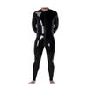 LIXIAAOOKWEDG Latex Catsuit Men Rubber Fetish Front Zip Handmade Bodysuit,Blue,L view 1
