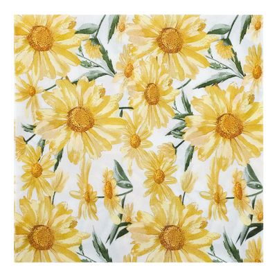 100Pcs Yellow Daisy Party Napkins Hello Sunshine Disposable Paper Napkins Summer Decorative Floral 6.5" Luncheon Cocktail Napkins for Birthday Garden Tea Party Supplies