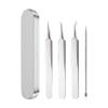 FSSTUD 4 Pcs Professional Facial Blackhead Remover Tweezers Precision Black Head Extractor Stainless Steel Ingrown Hair Tweezers Pimple Extractor Needle Tools with Metal Case for Forehead view 1