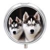 Husky Dog Round Pill Box 3 Compartment Medicine Pill Organizer with Mirror Travel Small Pill Case Cute Vitamin Organizer Portable Daily Pill Container for Pocket Purse view 1