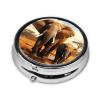 Elephant Family Pill Box 3 Compartment Round Portable Pill Case for Pocket or Purse Small Weekly Medicine Planner Travel Pillbox with Mirror Decorative Metal Vitamin Holder Gifts view 3