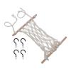 Hanging Fruit Hammock, Minimalist Cotton Ropes with Large Capacity, Solid Wooden Storage Net Bag, Handwoven Organiser for Kitchen or Shopping Trolley (40 cm) view 1