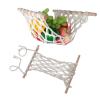 Hanging Fruit Hammock, Minimalist Cotton Ropes with Large Capacity, Solid Wooden Storage Net Bag, Handwoven Organiser for Kitchen or Shopping Trolley (40 cm) view 3