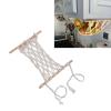 Hanging Fruit Hammock, Minimalist Cotton Ropes with Large Capacity, Solid Wooden Storage Net Bag, Handwoven Organiser for Kitchen or Shopping Trolley (40 cm) view 4