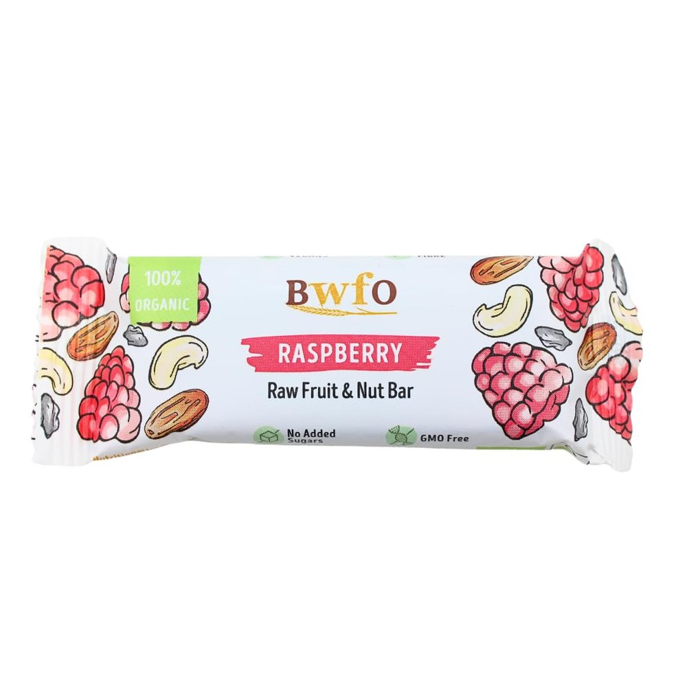 Organic Raspberry - Raw Fruit and Nut Bar 40g | BWFO