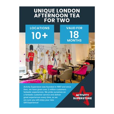 Activity Superstore Unique London Afternoon Tea for Two Gift Voucher