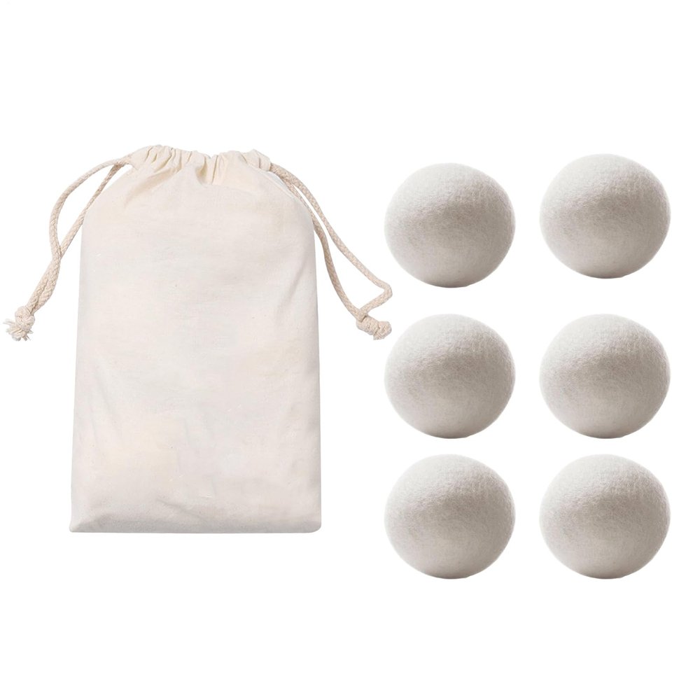 Dryer Balls: Wool Dryer Balls, Cotton Balls, Handmade Reusable Organic Wool Laundry Balls, Natural Fabric Smoothing Set Of 6