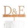Personalised Wooden Cake Topper, Bride and Groom Initials, 4mm Thick, Multiple Wood Finishes (Cherry) view 1