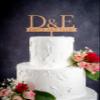 Personalised Wooden Cake Topper, Bride and Groom Initials, 4mm Thick, Multiple Wood Finishes (Cherry) view 3