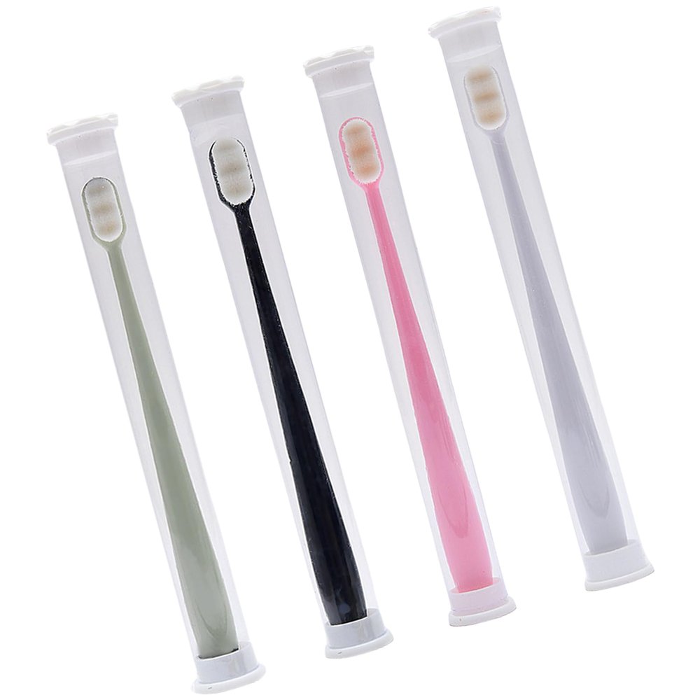 Pack of 4 Soft Bristle Toothbrushes for Gentle Mouth Care for Sensitive Teeth and Gums in Students and Families