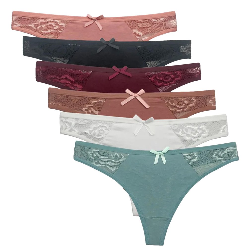 5 Pcs/Set Women Cotton Thongs Panties Sexy Low Waist G-String Ladies Lingerie Girls Intimates Bikini