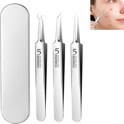 Blackhead Tweezers Blackhead Remover Facial Blackhead Remover for Women Professional Tools 3 in 1 Stainless Steel (1 Set)