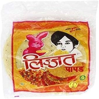 Lijjaat Black Pepper Papad - 200g (Pack of 20) | Authentic Indian Crispy Lentil Wafers with Spicy Black Pepper | Roasted or Fried Snack & Side Dish