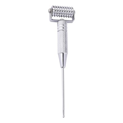 1Pcs Facial Massage Roller, Acupuncture Detector Facial Ear Acupoints Spring Needle Massage Roller for Daily Facial Care (Silver)