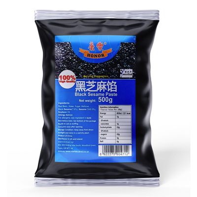 Honor Assorted Paste | Authentic Sweet Filling for Mooncakes, Pastries & Desserts | 400g-500g (Black Sesame Paste 500g)