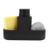 Dish Soap Dispenser Multifunction Easy to Clean Resin Scouring Ball Sponge Holder Scouring Ball Set for Kitchen Black view 4