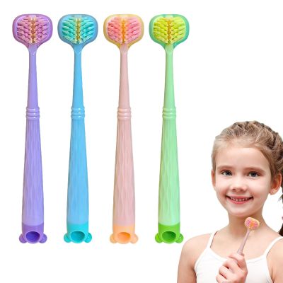 3 Sided Toothbrush Kids, 4 Pcs Autism Toothbrush for Autistic Children, Sensory Toothbrushes Kids 3-12 Deep Cleaning Efficient Oral Care with 3 Sided Design