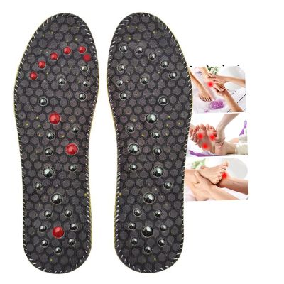 Acupressure Reflexology Insoles with Arch Support - Magnetic Massage Orthopedic Insoles for Flat Feet, Plantar Pain Relief, Cut-to-Fit Work Boot Insoles (Unisex)(Size:39,Color:Black)