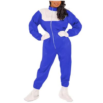 KYXSPINWARDPV Womens PVC One-piece Wraped Jumpsuit Wet Look Glossy Leather Long Sleeve Rompers Body Suit Party Cosplay Costume Customization ,Blue,6XL