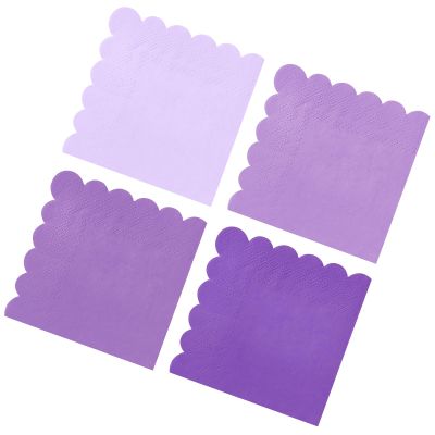 120PCS Gradient Purple Cocktail Party Napkins, Purple Scalloped Beverage Dessert Paper Napkin for Birthday Wedding