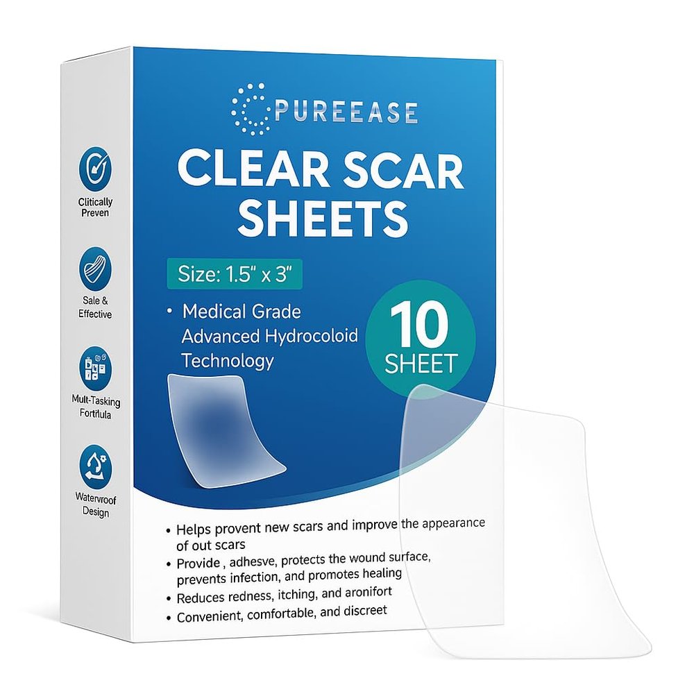 10 x Clear Scar Sheets, Skin Patches for Face and Body, Prevention and Reduce Scars from Scalds, Burns, Cuts and Abrasions, Thin
