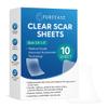 10 x Clear Scar Sheets, Skin Patches for Face and Body, Prevention and Reduce Scars from Scalds, Burns, Cuts and Abrasions, Thin view 1