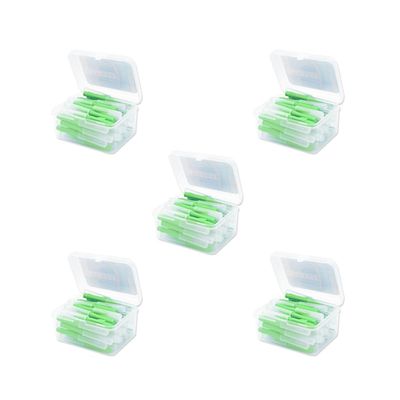 5 Set 40 Pieces Interdental Brush Supple Floss Head Push-Pull Plastic Teeth Brushes I Shaped Oral Hygiene Tool Travel Green 0.8mm
