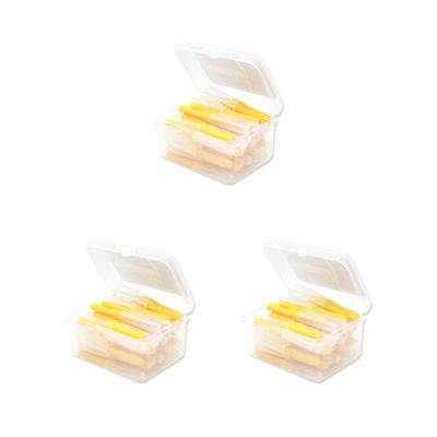 3 Set 40 Pieces Interdental Brush Supple Push-Pull Plastic Teeth Brushes Handheld Oral Hygiene Tool Household Travel Yellow 0.4mm