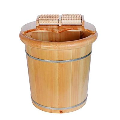 Wood Foot Bath Barrel, Wooden Barrel Foot Spa Foot Soak Bucket Foot Bath Spa Tub Wood Bucket for Pedicure Foot Tub for Soaking Feet Foot Basin for Adults (Size : A) Present (A)