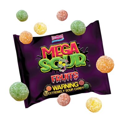 Barnetts - Mega Sour Candy Fruits 104g - Trendy Sweet Bags - Traditionally Handmade Sweets - Sour Coating Lasts 20 Seconds - Candies for Party Bag, Gift Hamper, or Hamper Box