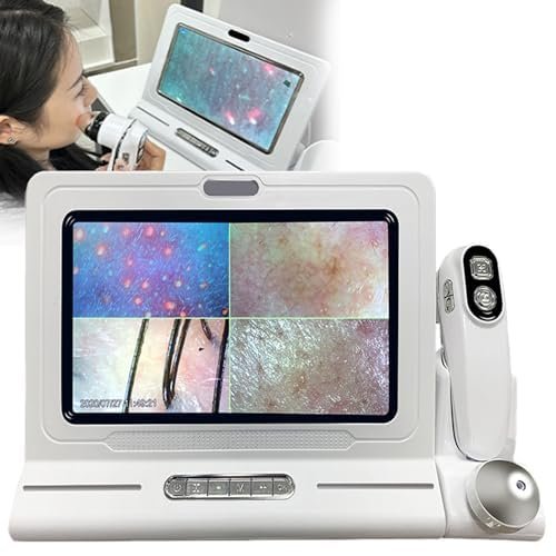 SULQING Scalp Hair Follicle Oil Magnifying Detector Analyzer Tester,Double Probe Skin Scalp Detector, Skin and Hair Detector for Home, Beauty Salon, Spa, 50X 200X Magnification