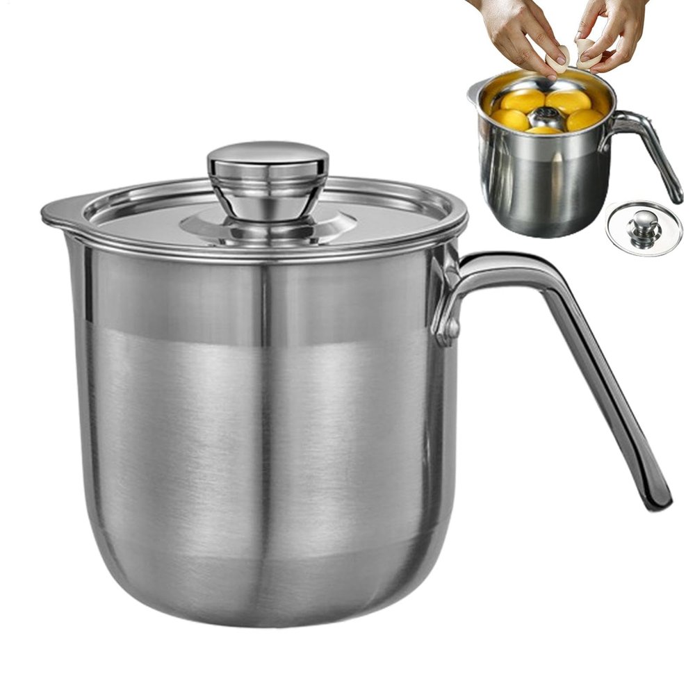 Egg Yolk Separator Handle Lid Large-Capacity Stainless Steel